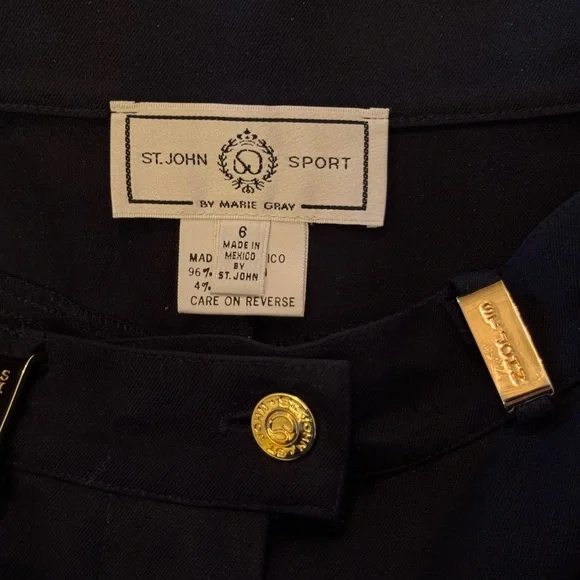 St. John Sport By Marie Grey Straight Leg Trouser Navy Gold